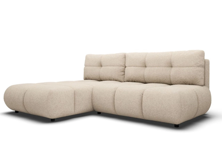 Ecksofa mit Schlaffunktion und Bettkasten Links Milet Beige