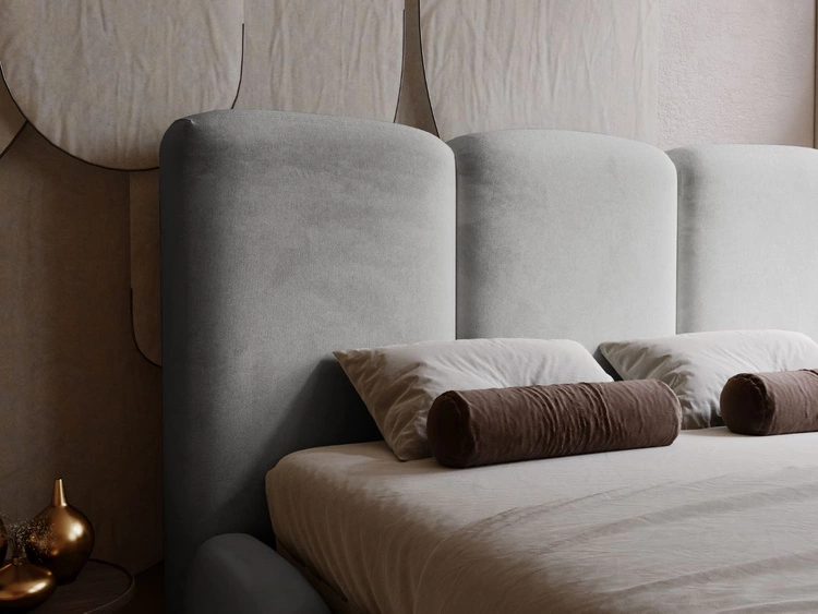 Polsterbett mit Bettkasten und Lattenrost 200x200 Bubble Grau