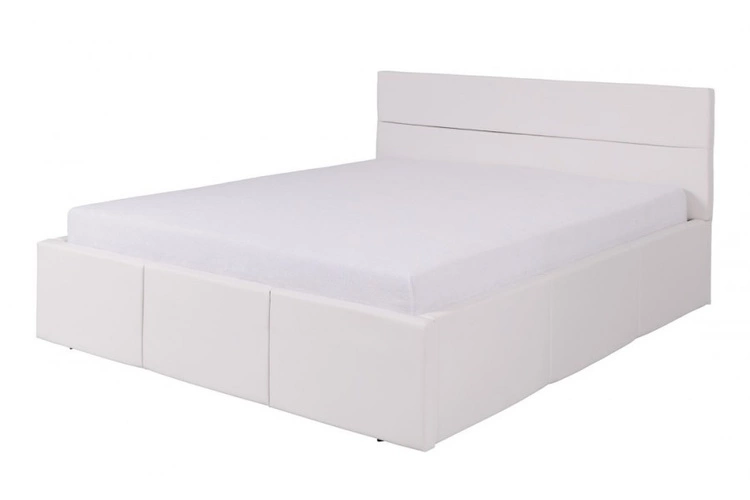 Bett mit Rahmen 160x200 Calardus  – Weißes Öko-Leder
