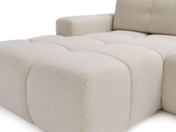 Ecksofa L-Form Links mit Schlaffunktion und Bettkasten Montero Creme