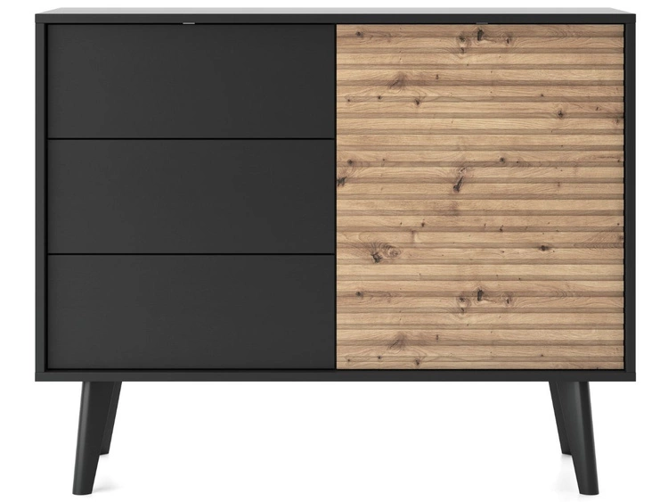 Kommode mit Türe und Schubladen Astro Schwarz, Artisan Eiche