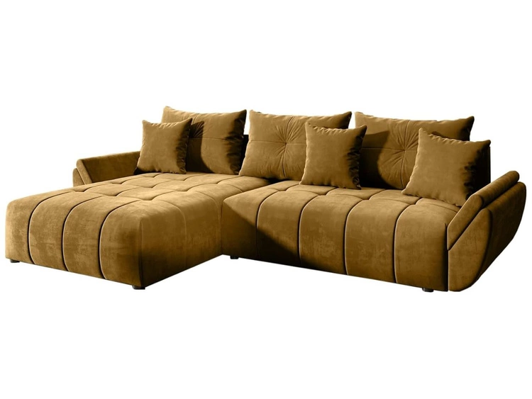 Ecksofa L-Form mit Schlaffunktion und Bettkasten Decor L Gelb