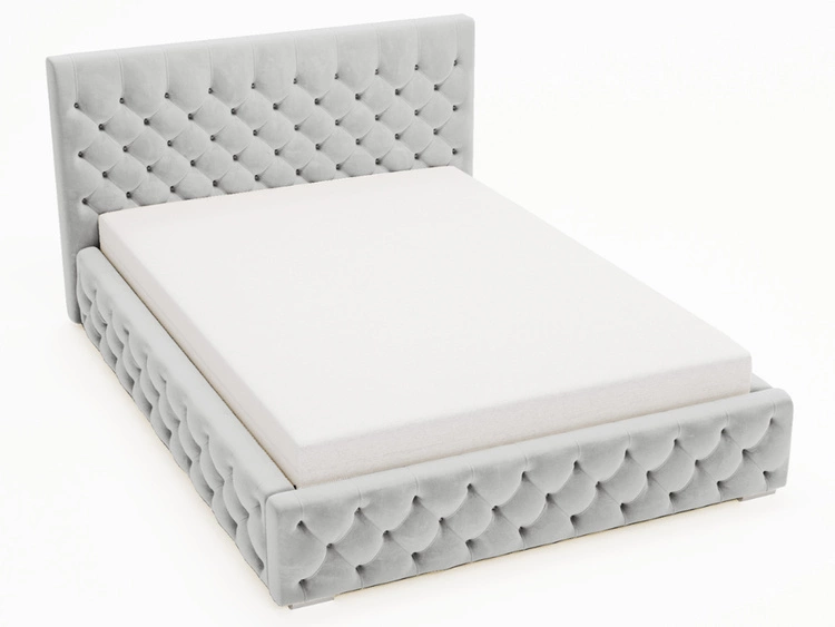 Polsterbett mit Bettkasten und Lattenrost 180x200 Velutto Hellgrau