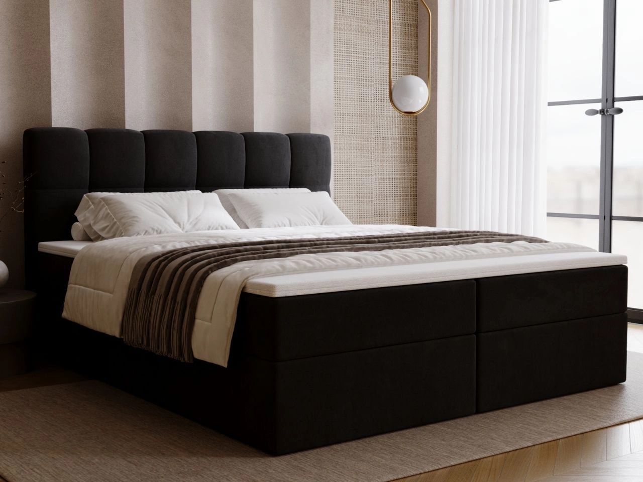 Boxspringbett mit Bettkasten 200x200 Maison Schwarz