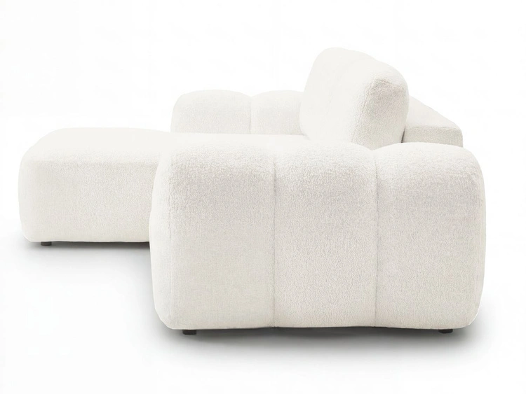 Ecksofa L-Form mit Schlaffunktion und Bettkasten Avelin Links Creme