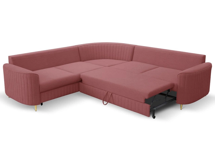 Ecksofa L-Form Rechts mit Schlaffunktion und Bettkasten Limon Rot