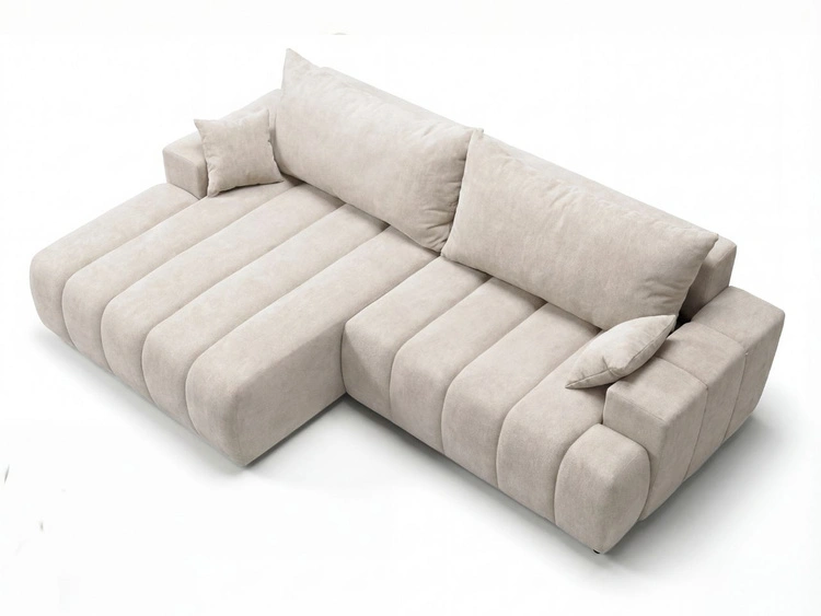 Ecksofa L-Form Links mit Schlaffunktion und Bettkasten Caleo Beige
