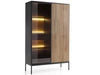 Vitrinenschrank mit Led Deo 166 cm Schwarz, EIche Wotan