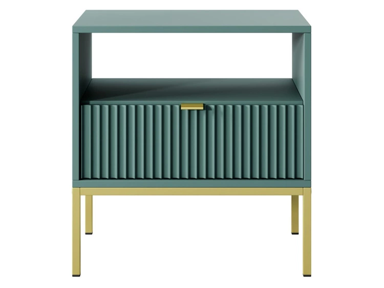 Nachtschrank mit Schublade Amber Grün, Golden Rahmen