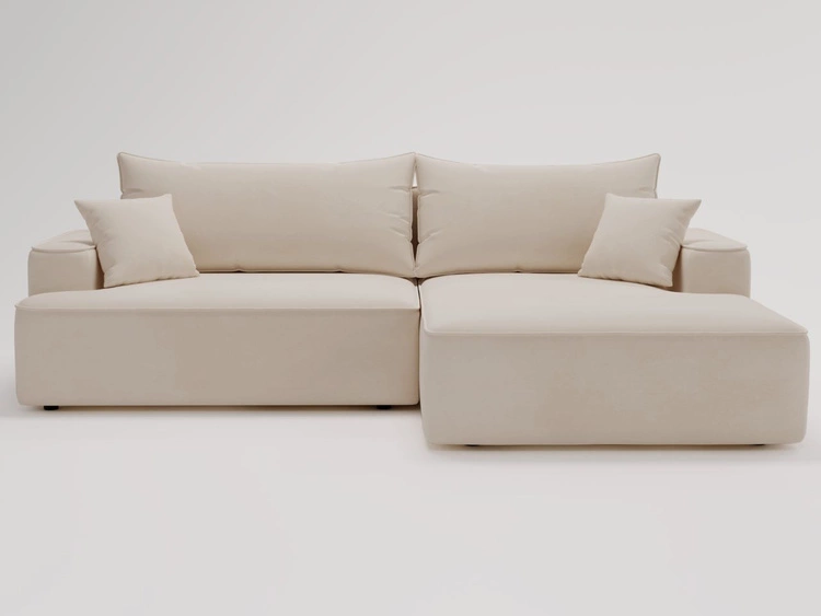 Ecksofa L-Form Rechts mit Schlaffunktion und Bettkasten California Beige