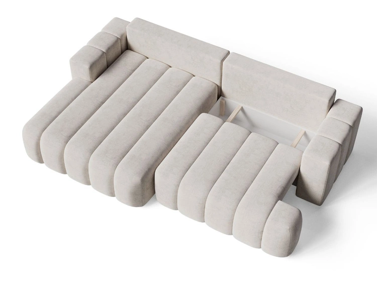 Ecksofa L-Form Links mit Schlaffunktion und Bettkasten Caleo Beige