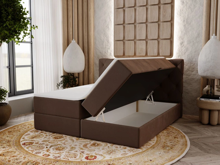 Boxspringbett mit Bettkasten 140x200 Napoli Braun