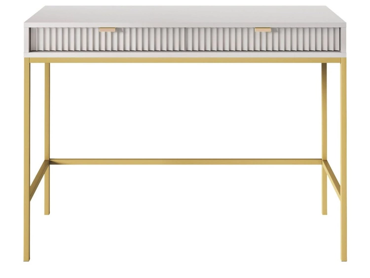 Schminktisch mit Schubladen Amber Grau auf goldenen Beinen