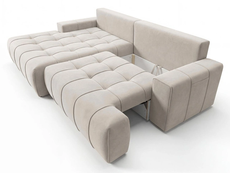 Ecksofa L-Form mit Schlaffunktion und Bettkasten Tulio Links Beige