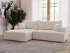 Ecksofa L-Form Links mit Schlaffunktion und Bettkasten California Creme