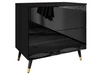 Nachttisch mit Schubladen auf Schwarz-Goldenen Metallbeinen Nuveo Schwarz Hochglanz