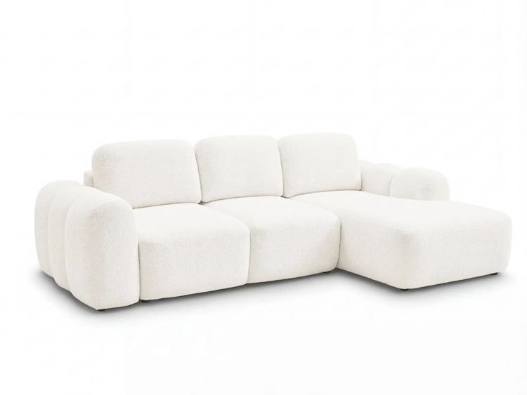 Ecksofa L-Form mit Schlaffunktion und Bettkasten Avelin Rechts Creme