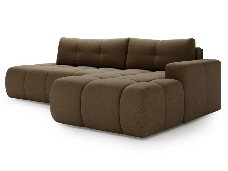 Ecksofa L-Form Rechts mit Schlaffunktion und Bettkasten Montero Braun