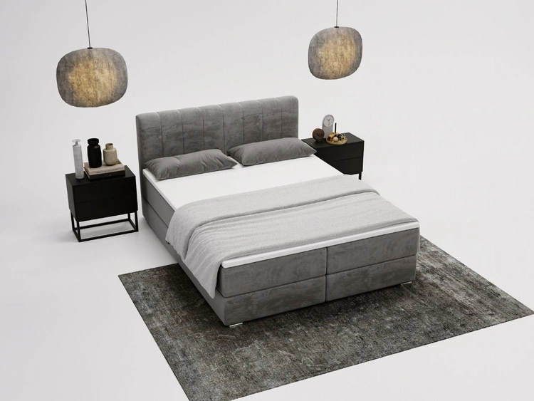 Boxspringbett mit Bettkasten 180x200 Forte Grau