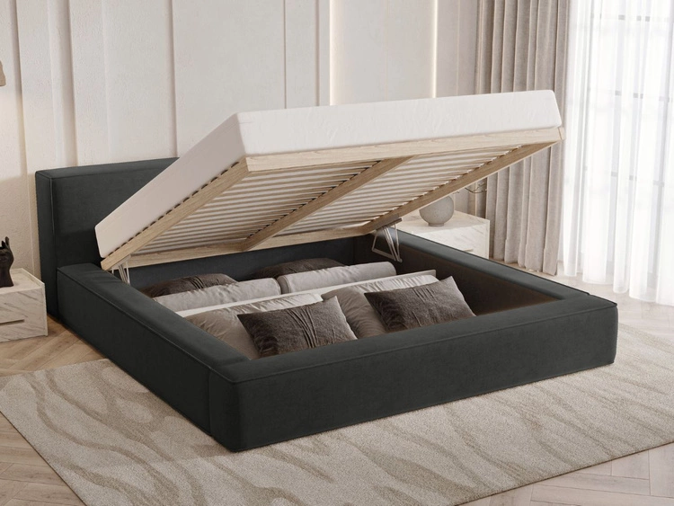 Polsterbett mit Bettkasten und Lattenrost 180x200 Mali Schwarz