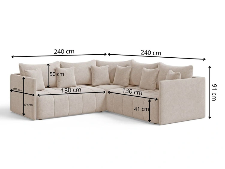 Ecksofa L-Form mit Schlaffunktion und Bettkasten Ardi L Hellgrau