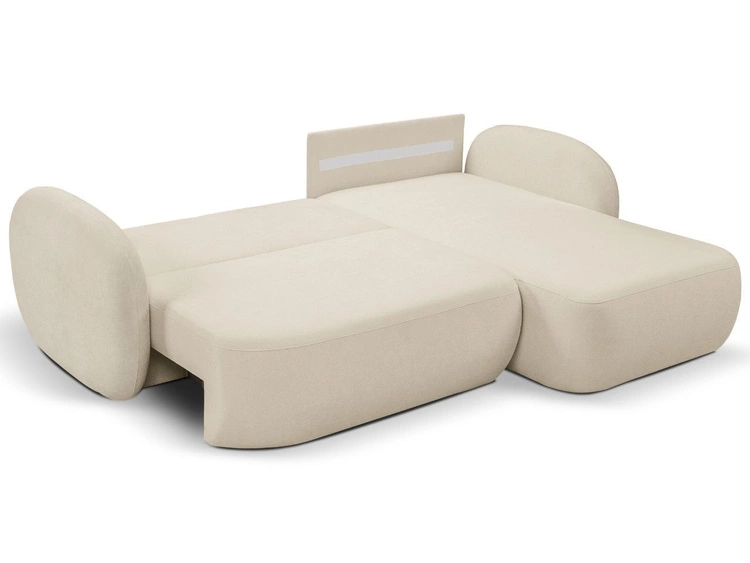 Ecksofa L-Form Rechts mit Schlaffunktion und Bettkasten Oreo Beige