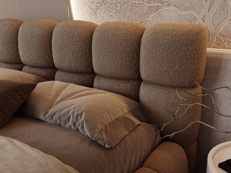 Polsterbett mit Bettkasten und Lattenrost 140x200 Modo aus Bouclé-Stoff Braun