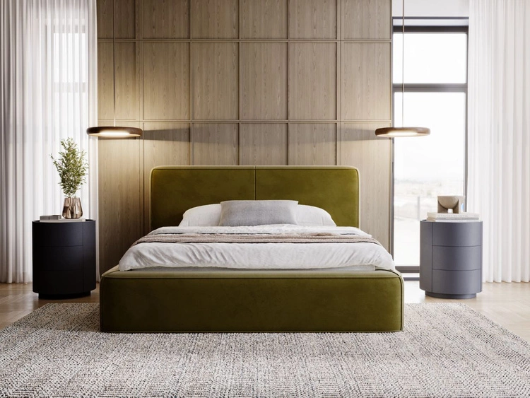 Polsterbett mit Bettkasten und Lattenrost 200x200 Amaro Grün