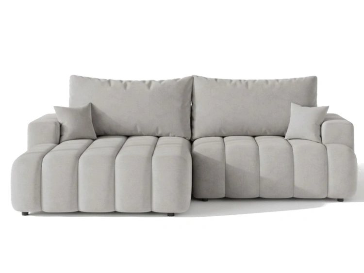 Ecksofa L-Form Links mit Schlaffunktion und Bettkasten Caleo Hellgrau