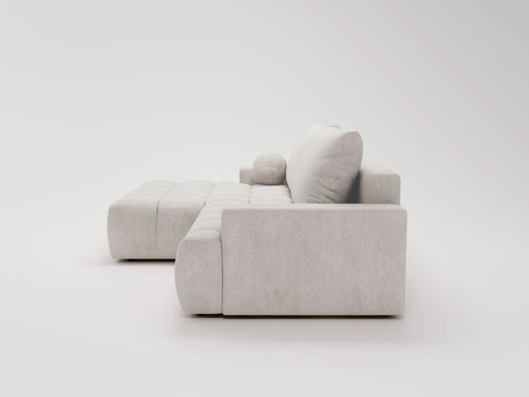 Ecksofa L-Form mit Schlaffunktion und Bettkasten Havi Links Hellgrau