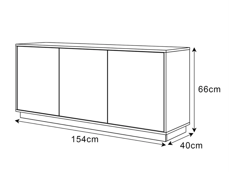 Dreitürige Kommode 154 cm im Glamour-Stil auf weißem Sockel Vivance Weiß Hochglanz
