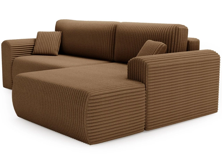 Ecksofa mit Schlaffunktion und Bettkasten Belvio rechts Braun