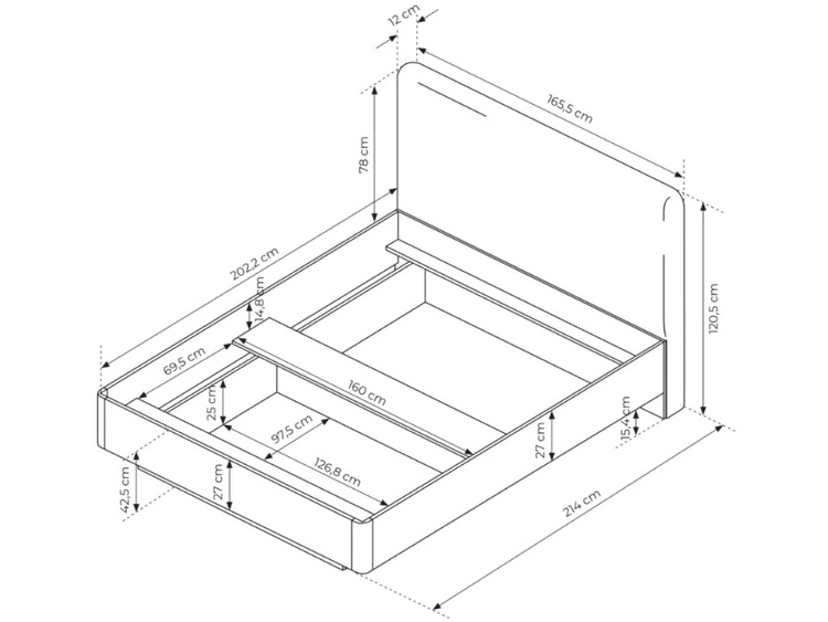 Holzbett 160x200 Latina Beige