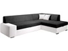 Ecksofa L-Form Rechts mit Schlaffunktion und Bettkasten Fresto Schwarz, Weiß