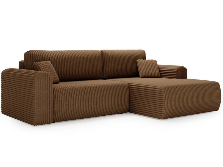 Ecksofa mit Schlaffunktion und Bettkasten Belvio rechts Braun