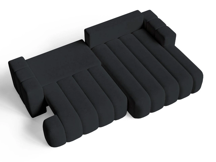 Ecksofa L-Form Rechts mit Schlaffunktion und Bettkasten Caleo Schwarz