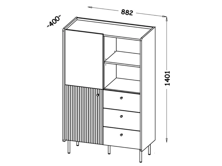Wohnzimmermöbel-Set Pascale Warmia Nussbaum, Schwarz
