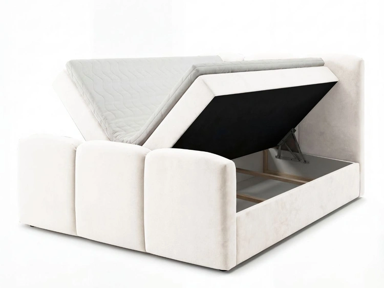 Boxspringbett mit Bettkasten 140x200 Campi Creme
