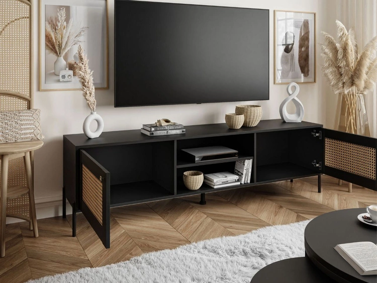 TV-Lowboard Boho mit zwei Türen auf Metallfüßen Bellance schwarz