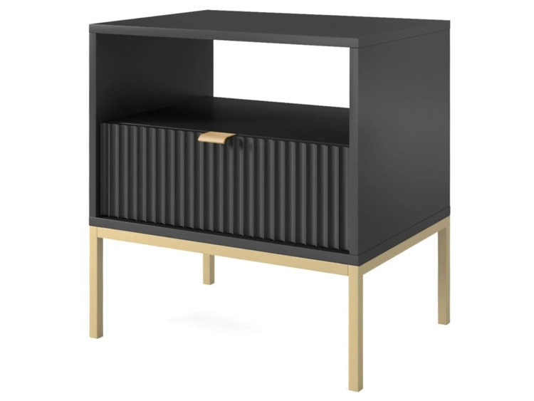 Nachtschrank mit Schublade Amber Schwarz