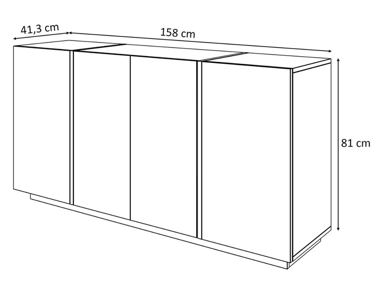 Viertürige Kommode 158 cm Glamour-Stil Lunelie Weißglanz