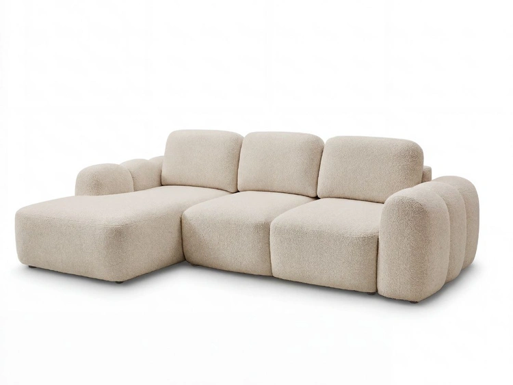 Ecksofa L-Form mit Schlaffunktion und Bettkasten Avelin Links Beige