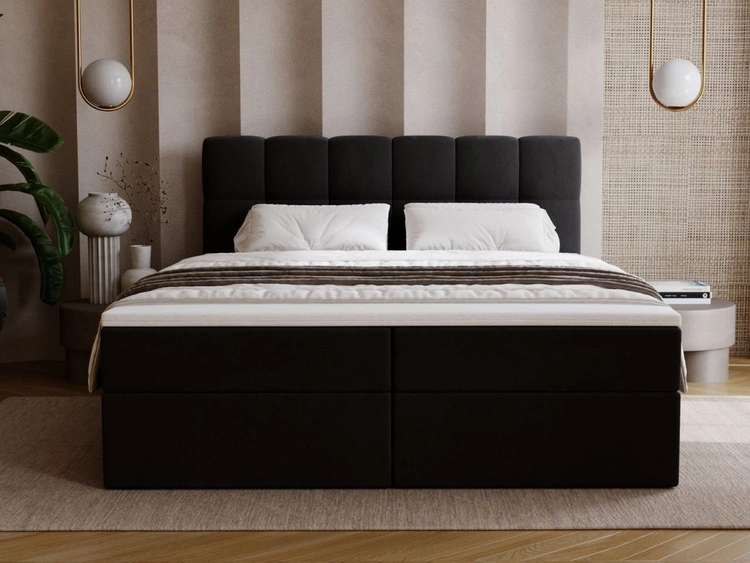 Boxspringbett mit Bettkasten 140x200 Maison Schwarz
