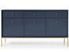 Kommode mit Türen sowie Schubladen mit Golden Metallbeinen 154 cm Amor Marineblau