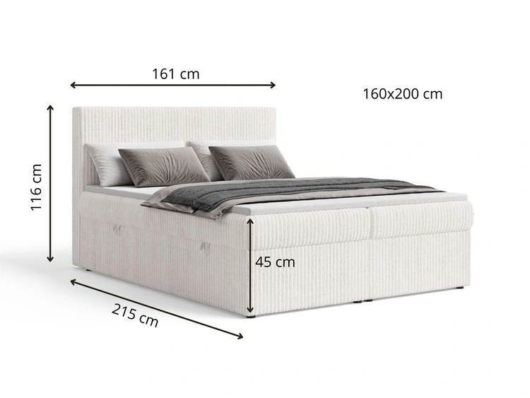 Boxspringbett mit Bettkasten 160X200 Brisa Grau