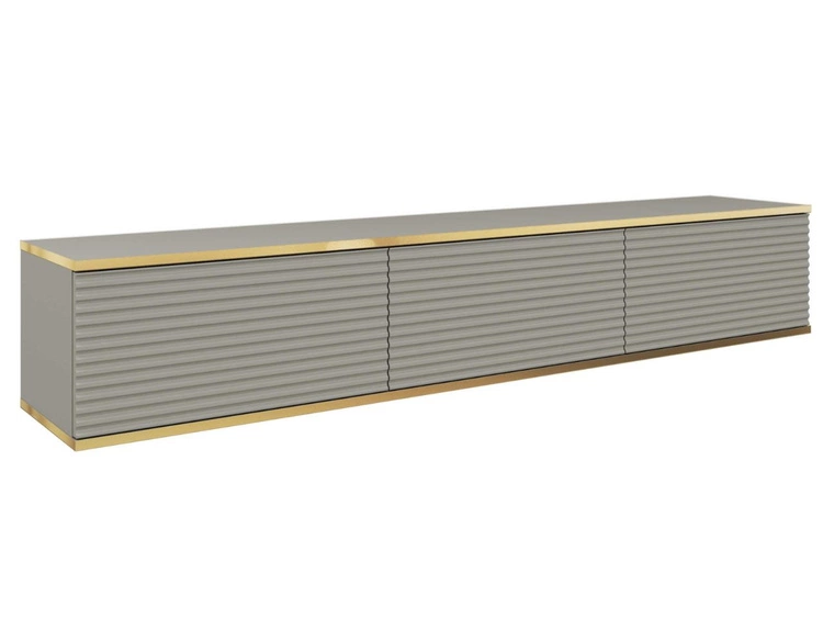 TV-Lowboard Hänge mit Türen 175 cm Diolo Grau mit geriffelter Vorderseite