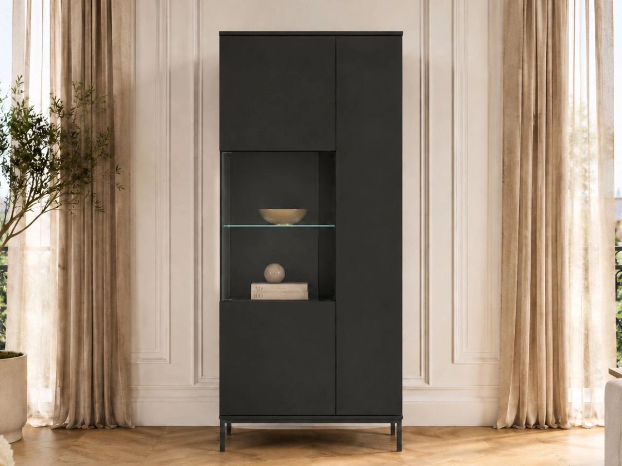 Vitrinenschrank Soroko Schwarz