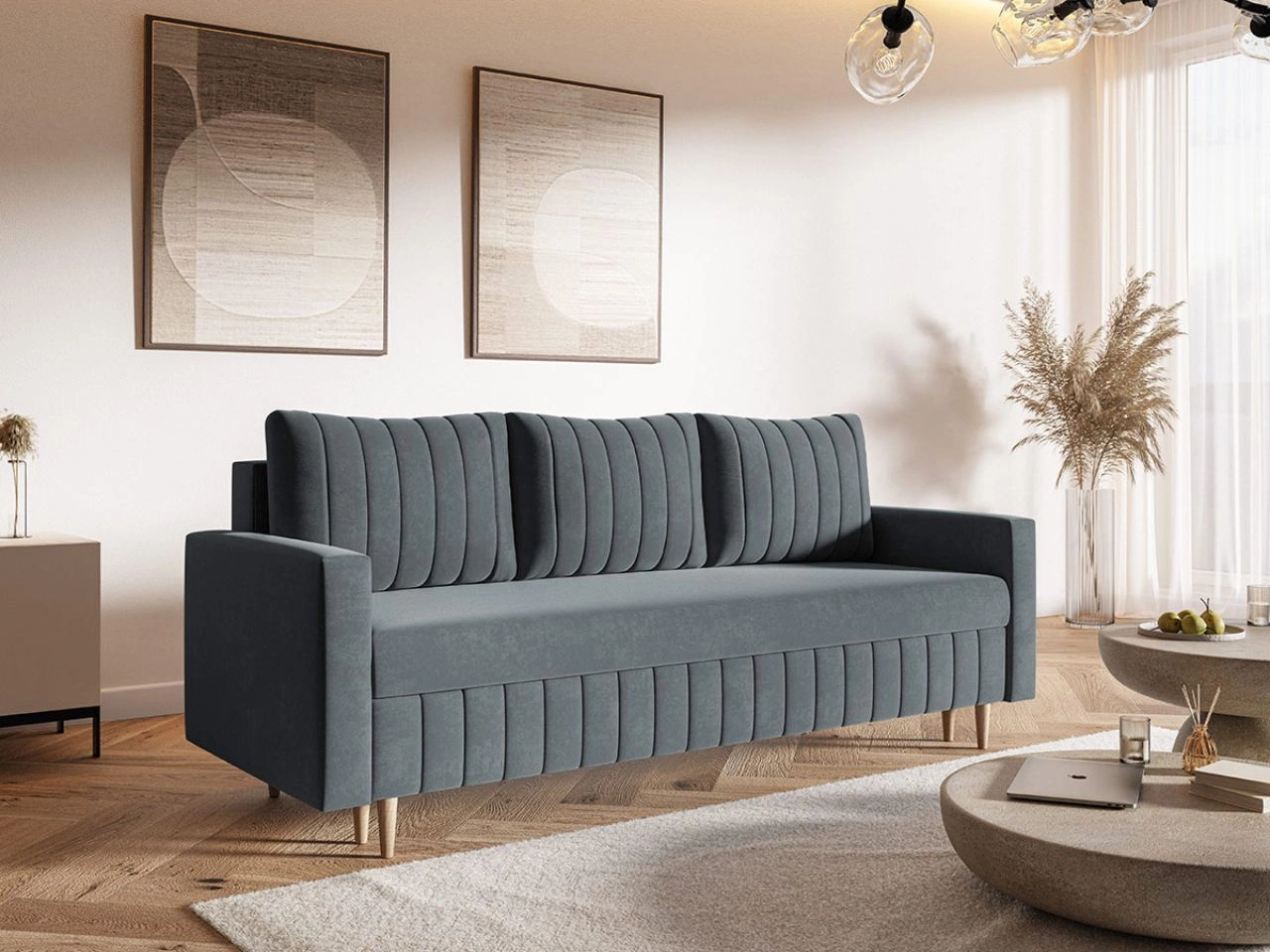 Schlafsofa mit Bettfunktion und Bettkasten Castelo Dunkelgrau