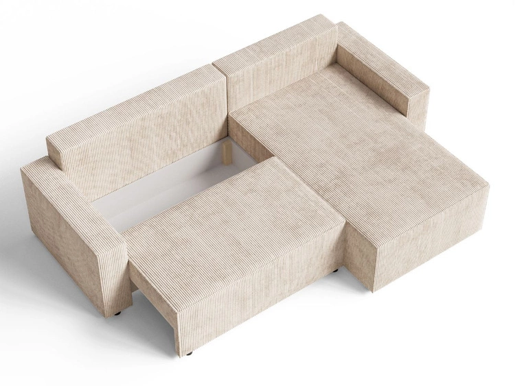 Ecksofa L-Form mit Schlaffunktion und Bettkasten Nivo Beige