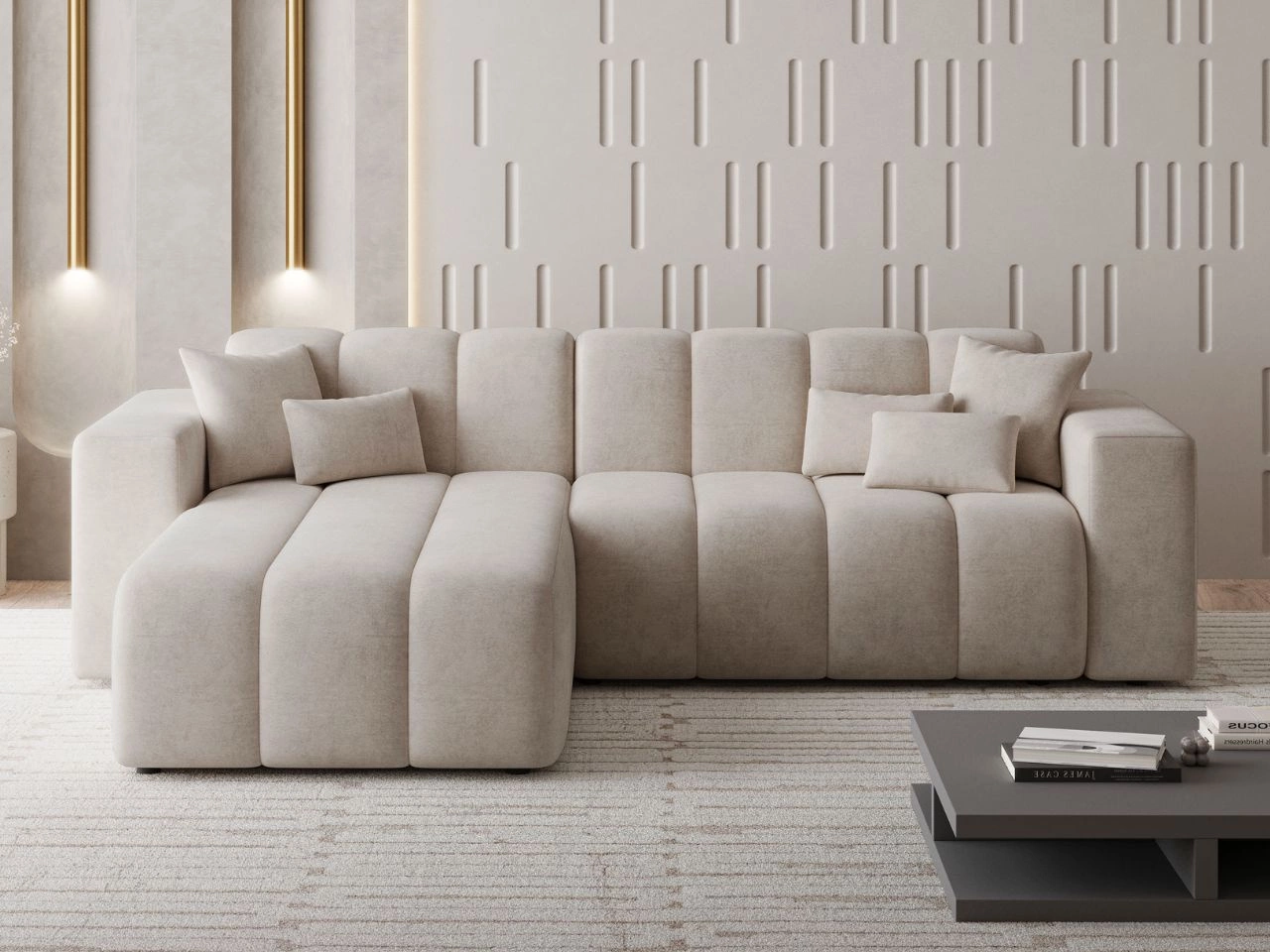 Ecksofa L-Form Links Nork Beige